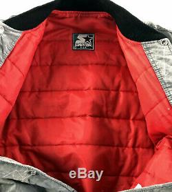 San Francisco 49ers Starter Snap Bomber Jacket Gray Marble Red Vintage Size L