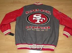 San Francisco 49ers Super Bowl Champions Wool Leather Varsity Jacket Mens Large