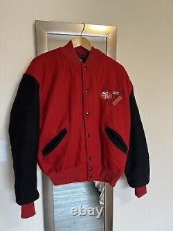 San Francisco 49ers Varsity Bomber Jacket/Coat Vintage 90s DeLong NFL Size Large