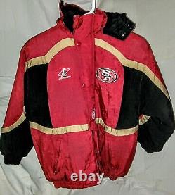 San Francisco 49ers Vintage 1990s Heavy Jacket. Kids 10-12 Stitched Logos / Hood