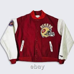 San Francisco 49ers Vintage 80s Chalk Line Varsity Jacket NFL Red Coat