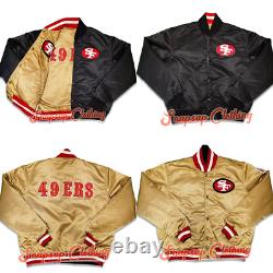 San Francisco 49ers Vintage Logos 80's Reversible Satin Bomber Varsity Jacket