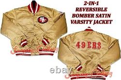 San Francisco 49ers Vintage Logos 80's Reversible Satin Bomber Varsity Jacket