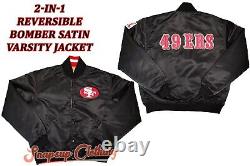 San Francisco 49ers Vintage Logos 80's Reversible Satin Bomber Varsity Jacket