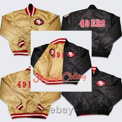 San Francisco 49ers Vintage Logos 80's Reversible Satin Bomber Varsity Jacket