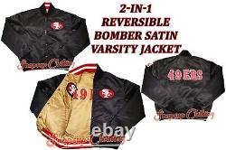 San Francisco 49ers Vintage Logos 80's Reversible Satin Bomber Varsity Jacket