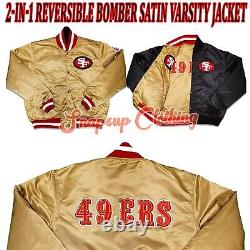 San Francisco 49ers Vintage Logos 80's Reversible Satin Bomber Varsity Jacket