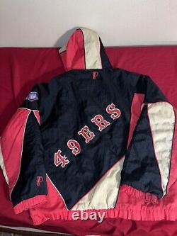 San Francisco 49ers Vintage Pro Player NFL Hooded Pullover Jacket Men Size Large