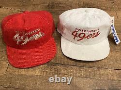 San Francisco 49ers Vintage Sports Specialties Corduroy Hat Cap LOT not Snapback
