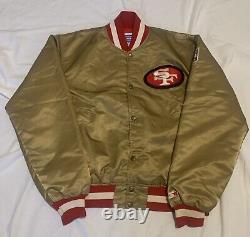 San Francisco 49ers Vintage Starter Jacket Size Large Gold Satin