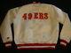 San Francisco 49ers White Shiny Satin Jacket STARTER Brand Vintage Large L RaRe