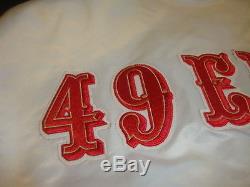 San Francisco 49ers White Shiny Satin Jacket STARTER Brand Vintage Large L RaRe