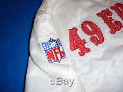 San Francisco 49ers White Shiny Satin Jacket Starter Brand Vintage Large L RaRe