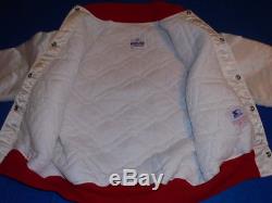 San Francisco 49ers White Shiny Satin Jacket Starter Brand Vintage Large L RaRe