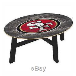 San Francisco 49ers Wood Coffee Distressed Table NFL Man Cave Game Room Football