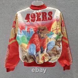 San Francisco 49ers Youth Jacket 20 Red Vintage Varsity Allover Print Graphic