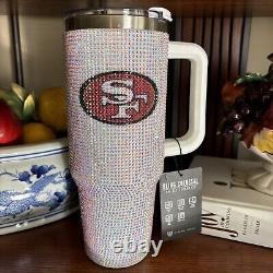 San Francisco SF 49ers NFL Rhinestones Bling Colossal Tumbler 46oz White NWT