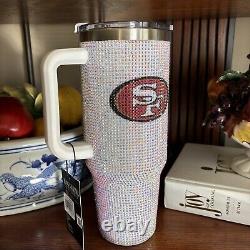 San Francisco SF 49ers NFL Rhinestones Bling Colossal Tumbler 46oz White NWT