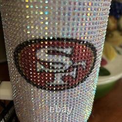 San Francisco SF 49ers NFL Rhinestones Bling Colossal Tumbler 46oz White NWT