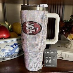 San Francisco SF 49ers NFL Rhinestones Bling Colossal Tumbler 46oz White NWT