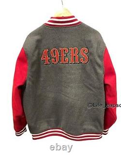 Size M San Francisco 49ers Red Grey NFL Bomber Jacket MSRP $160 Medium Men's