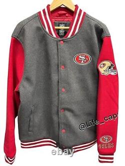 Size M San Francisco 49ers Red Grey NFL Bomber Jacket MSRP $160 Medium Men's