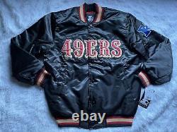 Starter Black Label San Francisco 49ers Logo Black Red Snap Satin Jacket Size M