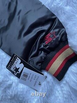 Starter Black Label San Francisco 49ers Logo Black Red Snap Satin Jacket Size M