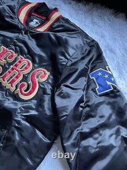 Starter Black Label San Francisco 49ers Logo Black Red Snap Satin Jacket Size M