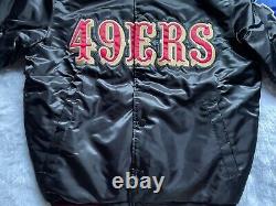 Starter Black Label San Francisco 49ers Logo Black Red Snap Satin Jacket Size M