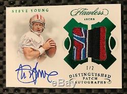 Steve Young 2018 Flawless Dual Logo Patch Auto #1/2 49ers Hof Amazing