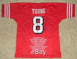 Steve Young Signed Autographed San Francisco 49ers #8 Stat Jersey Jsa + Holo