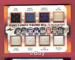 Tom Brady Joe Montana Jim Brown Irvin Barry Sanders 8 Game Used Jersey Card Leaf
