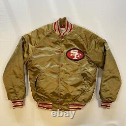 VINTAGE 80s SAN FRANCISCO SF 49ERS STAHL-URBAN GOLD SATIN JACKET SIZE SMALL NFL