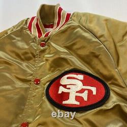 VINTAGE 80s SAN FRANCISCO SF 49ERS STAHL-URBAN GOLD SATIN JACKET SIZE SMALL NFL