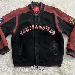 VINTAGE NFL 49ERS SAN FRANCISCO LEATHER BOMBER JACKET Men Size XL RARE Preowned