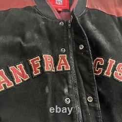 VINTAGE NFL 49ERS SAN FRANCISCO LEATHER BOMBER JACKET Men Size XL RARE Preowned