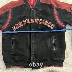 VINTAGE NFL 49ERS SAN FRANCISCO LEATHER BOMBER JACKET Men Size XL RARE Preowned