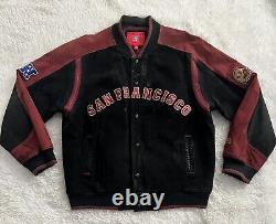 VINTAGE NFL 49ERS SAN FRANCISCO LEATHER BOMBER JACKET Men Size XL RARE Preowned