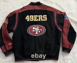 VINTAGE NFL 49ERS SAN FRANCISCO LEATHER BOMBER JACKET Men Size XL RARE Preowned