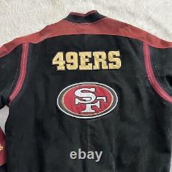 VINTAGE NFL 49ERS SAN FRANCISCO LEATHER BOMBER JACKET Men Size XL RARE Preowned