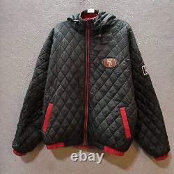 VINTAGE San Francisco 49ers Men Jacket Large Black Reversible Hooded Pro Player