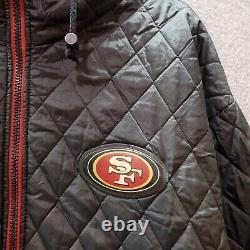 VINTAGE San Francisco 49ers Men Jacket Large Black Reversible Hooded Pro Player