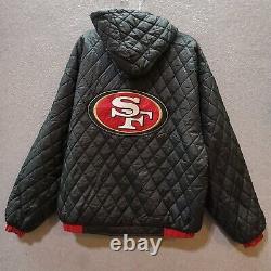 VINTAGE San Francisco 49ers Men Jacket Large Black Reversible Hooded Pro Player