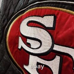 VINTAGE San Francisco 49ers Men Jacket Large Black Reversible Hooded Pro Player