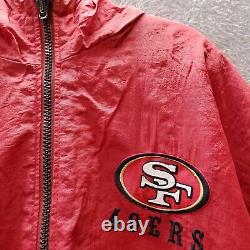 VINTAGE San Francisco 49ers Men Jacket Large Black Reversible Hooded Pro Player