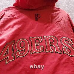 VINTAGE San Francisco 49ers Men Jacket Large Black Reversible Hooded Pro Player