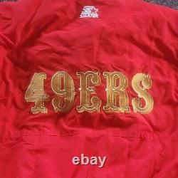 VTG 80s Starter NFL San Francisco 49ers Red Puffer Jacket Gold Logo Mens XL