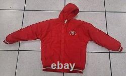 VTG 90s NFL SAN FRANCISCO 49ERS PUFFER JACKET HOODIE STARTER RED SIZE L