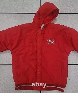 VTG 90s NFL SAN FRANCISCO 49ERS PUFFER JACKET HOODIE STARTER RED SIZE L